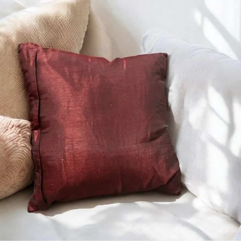 ✨ Pier 1 Imports Decorative Accent Pillow–Burgundy with Gold Beaded Grid NWT